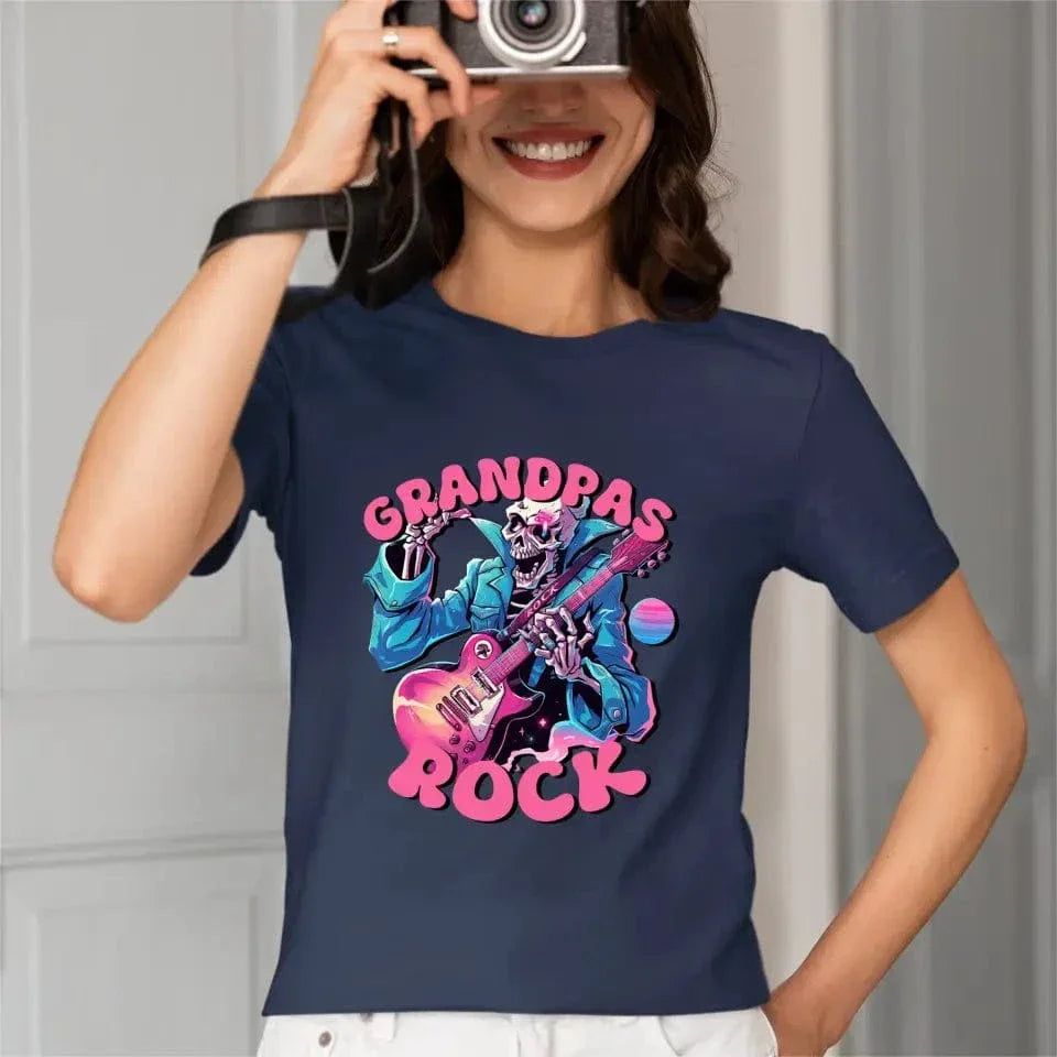Rock Dad , Funny Skeleton Dad，Trendy Father's Day T-Shirt - Joliny