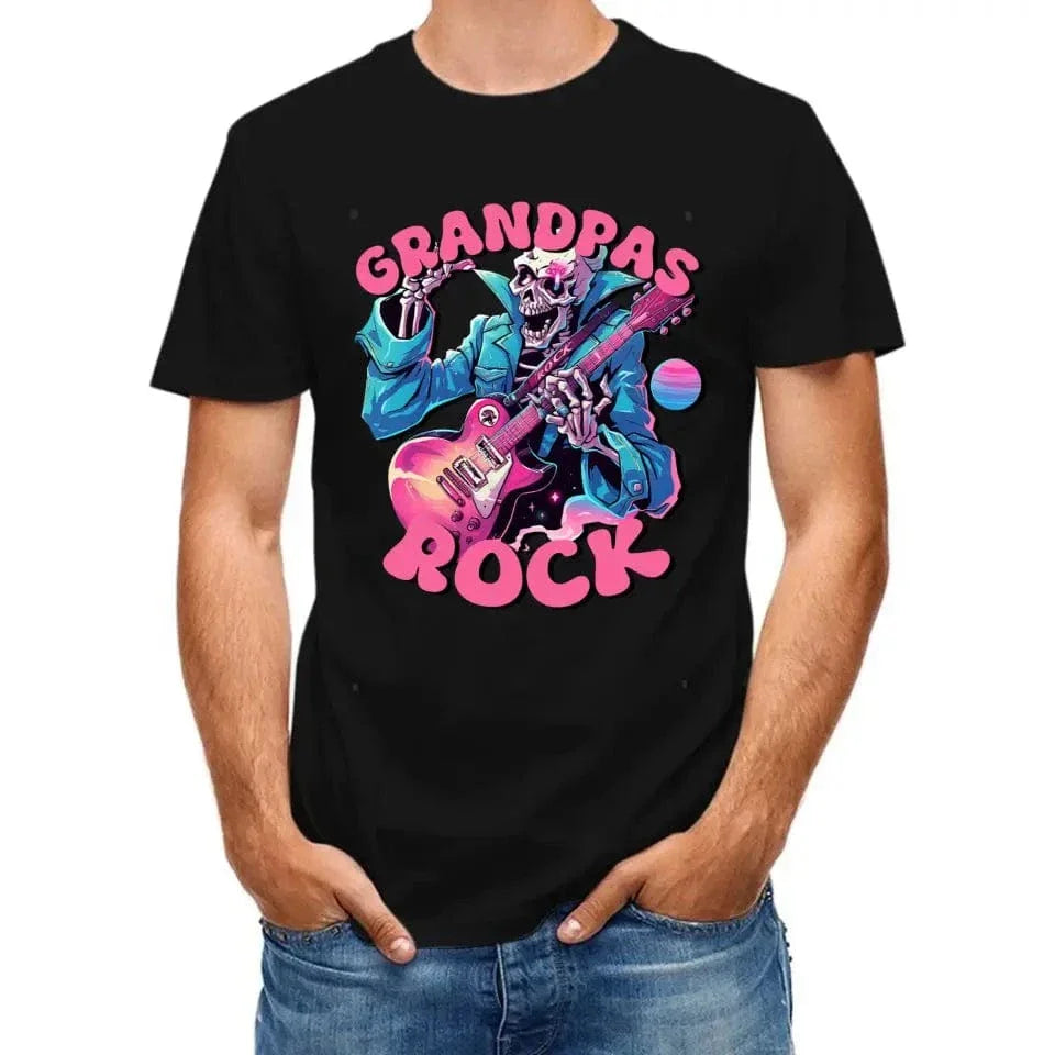 Rock Dad , Funny Skeleton Dad，Trendy Father's Day T-Shirt - Joliny