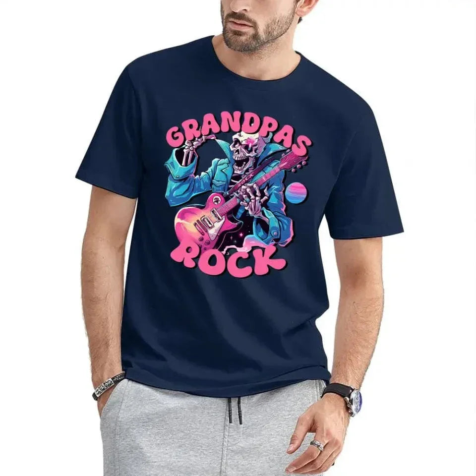 Rock Dad , Funny Skeleton Dad，Trendy Father's Day T-Shirt - Joliny