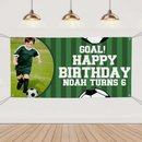 Run Towards Happiness, Green Football Birthday Banner Cheers You On - Joliny