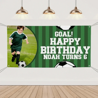 Run Towards Happiness, Green Football Birthday Banner Cheers You On - Joliny
