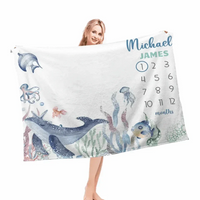 Personalized Blankets Customized Baby Blankets with Baby's Birth Month and Name - Joliny