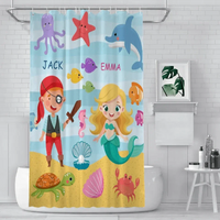 Sea Animals Brother Sister Mermaid Pirate Names Shower Curtain Bathroom Decoration - Joliny