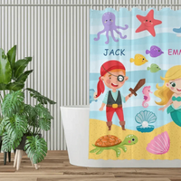 Sea Animals Brother Sister Mermaid Pirate Names Shower Curtain Bathroom Decoration - Joliny