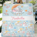 Sleeping Elephant And Rabbit - Personalised Name Animal Print Blanket - A Gift For Child - Joliny