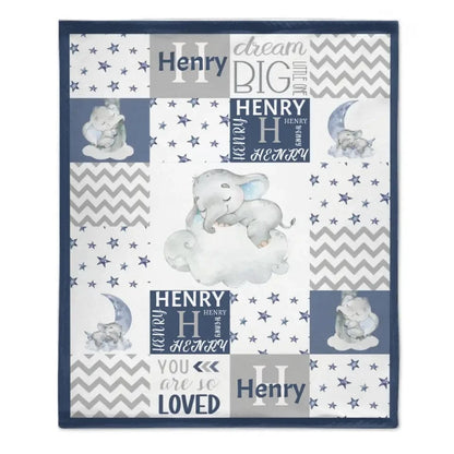 Joliny Customizer Sleeping Elephant Star Name Customized Baby Blanket