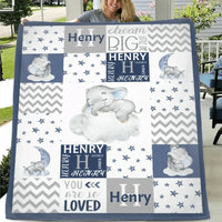 Sleeping Elephant Star Name Customized Baby Blanket - Joliny