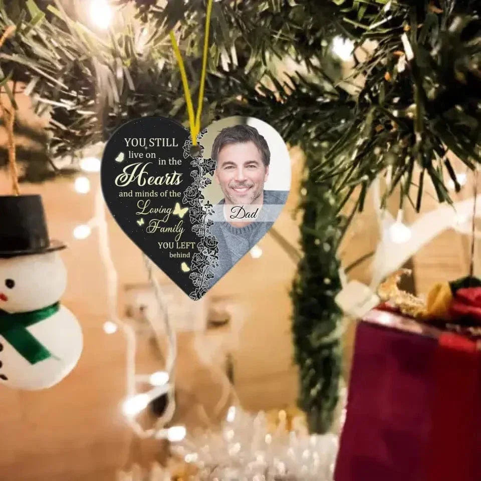 Still In Our Hearts - Personalized Custom Photo Christmas Memorial Acrylic Ornament - Joliny