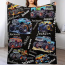 Monster Trucks Cars Motorcycles Collection - Customized Kids Name Blanket - Joliny