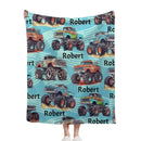 Monster Trucks Cars Motorcycles Collection - Customized Kids Name Blanket - Joliny