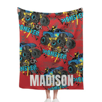 Monster Trucks Cars Motorcycles Collection - Customized Kids Name Blanket - Joliny