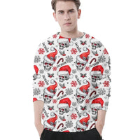 Christmas Themed Clothing - Skull Printed Clothing With Christmas Hat Personalized With Name - A Gift For Yourself,Family,Friend,Colleagues - Joliny