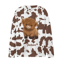 Customized Cow Textured T-shirt - Personalized Name Highland Cow Themed Apparel - A Gift For Highland Cow Lover,Friend,Colleagues - Joliny