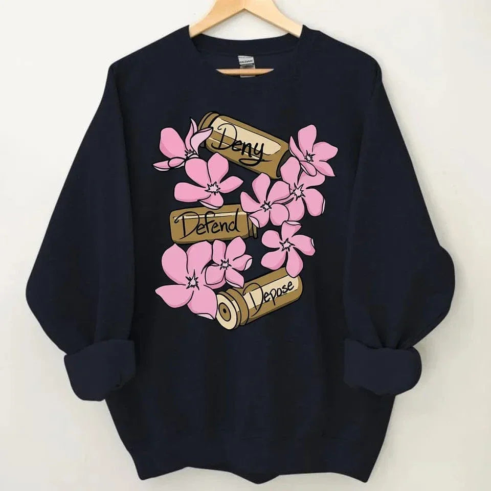 Deny,Defend and Depose Themed Bullet and Flower Clothing - A Gift For Friend,Family,Colleagues,Fellow Student,Roommates - Joliny