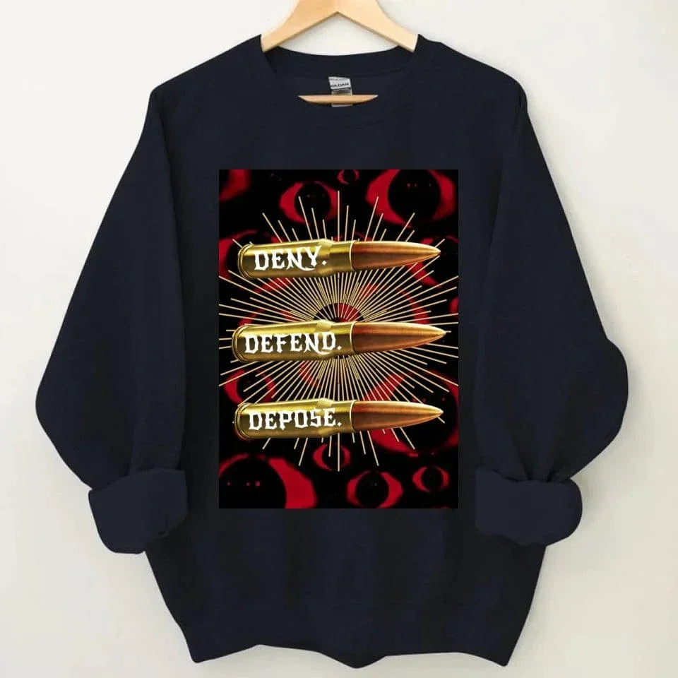 Deny,Defend and Depose Themed Bullet Pattern Clothing - A Gift For Friend,Family,Colleagues,Fellow Student,Roommates - Joliny