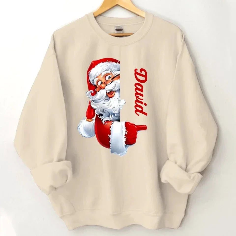 Santa Claus Pattern Customized Clothing - Couple's Clothes With Personalized Names, Group Apparel, Family Apparel - A Gift For Friend,Family,Other Half - Joliny