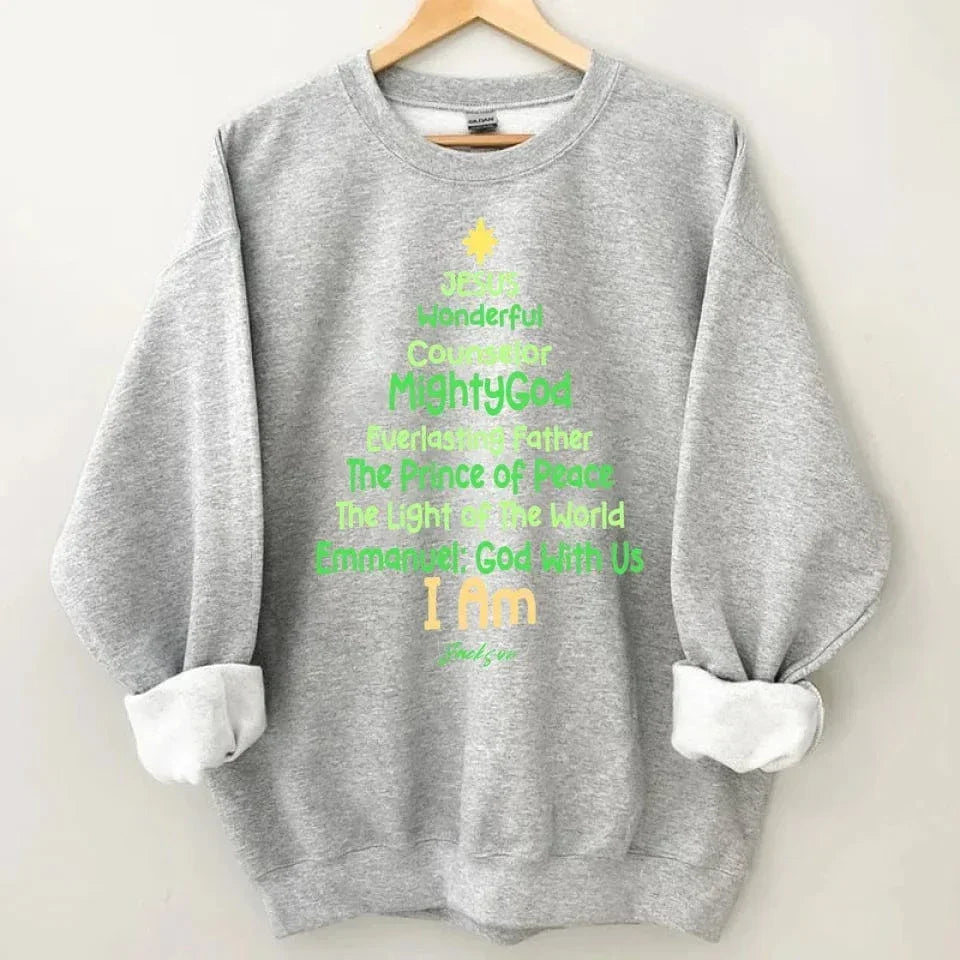 Customized Jesus-themed Text Apparel - Personalized Name Christmas Tree Shape Text Printed Costume - A Gift For Disciples Of Jesus,Yourself,Friend - Joliny
