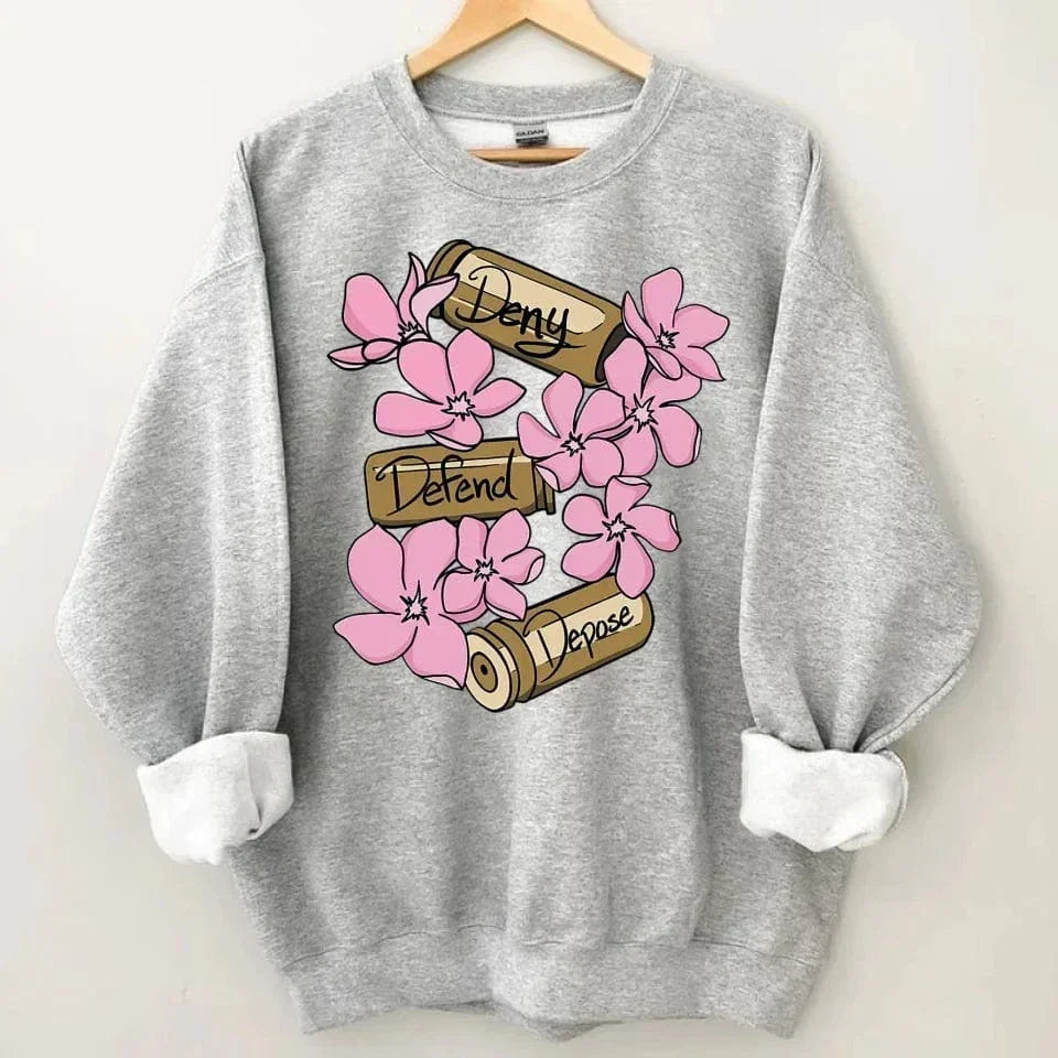 Deny,Defend and Depose Themed Bullet and Flower Clothing - A Gift For Friend,Family,Colleagues,Fellow Student,Roommates - Joliny