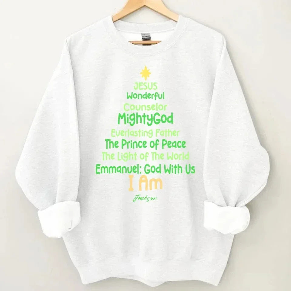 Customized Jesus-themed Text Apparel - Personalized Name Christmas Tree Shape Text Printed Costume - A Gift For Disciples Of Jesus,Yourself,Friend - Joliny