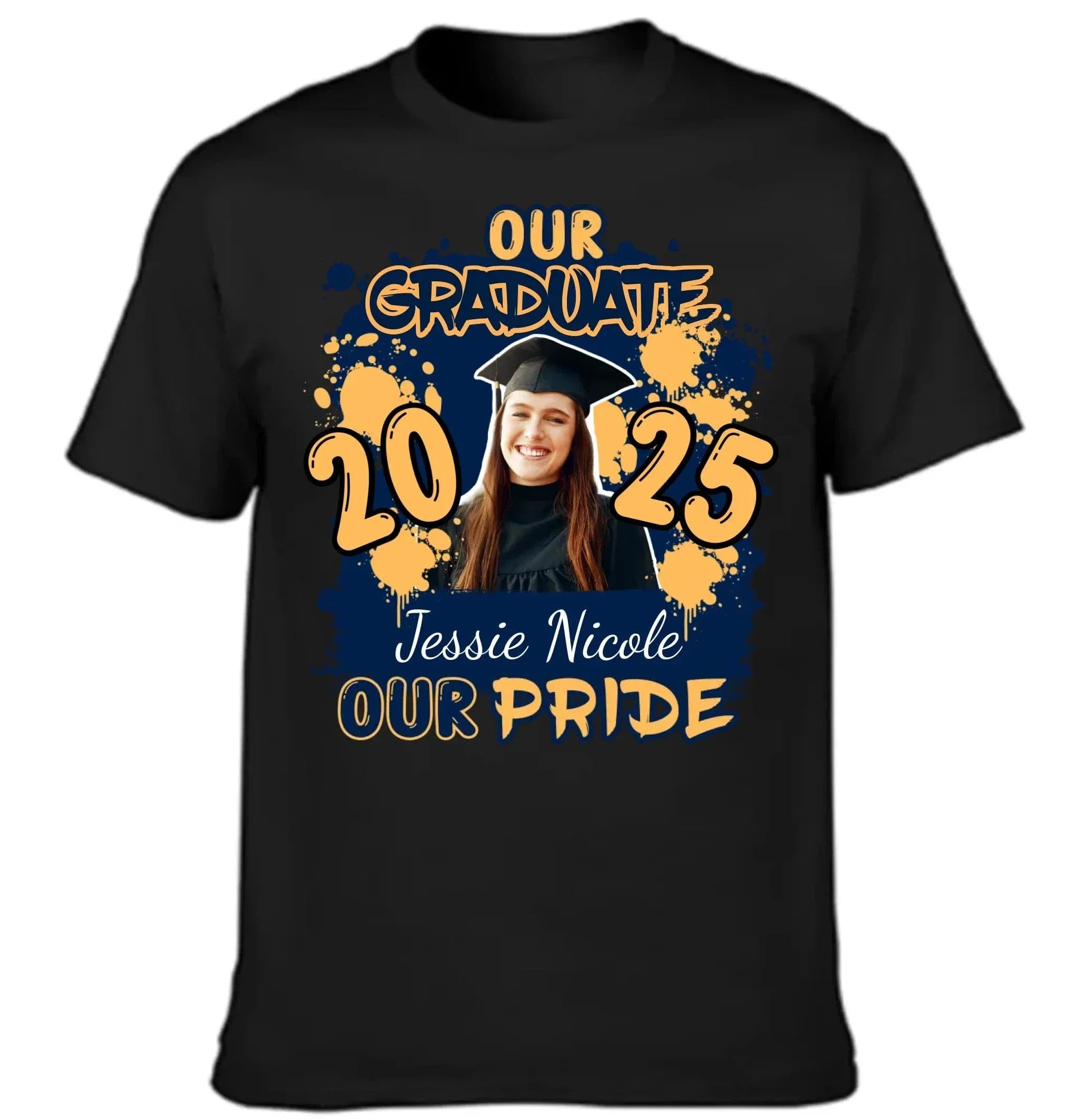 Custom Graduation Season T-Shirt - Personalized Graduation Apparel with Photo, Name and Year - Memorial Gifts for Students, Grandchildren, Siblings