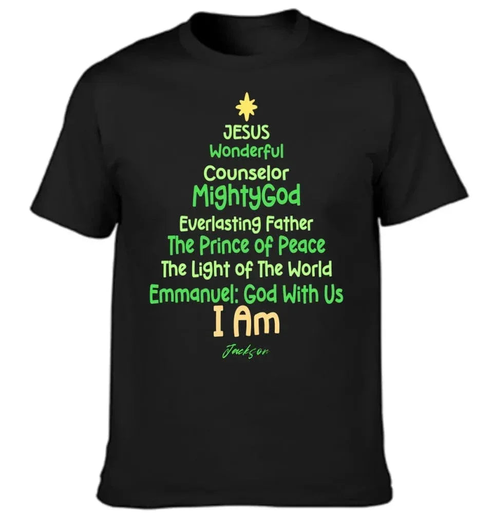 Customized Jesus-themed Text Apparel - Personalized Name Christmas Tree Shape Text Printed Costume - A Gift For Disciples Of Jesus,Yourself,Friend - Joliny