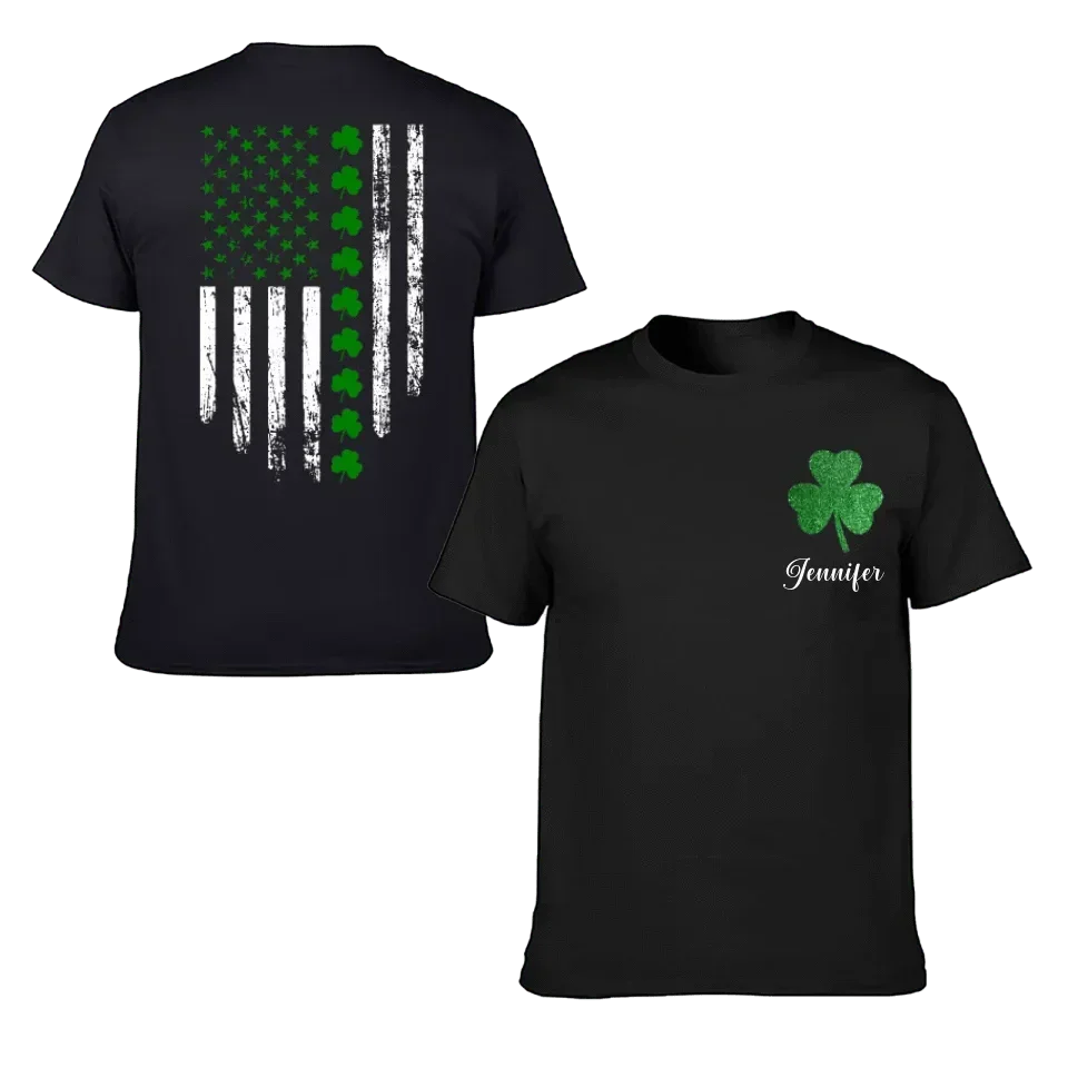 St. Patrick'S Day Flag Shamrock Personalized Name Custom Printed T-Shirt Sweatshirt - Gift For Family, Friends And Loved Ones - Joliny