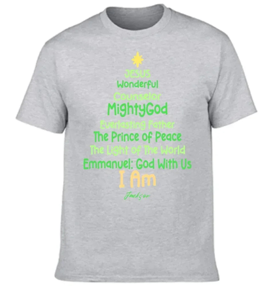 Customized Jesus-themed Text Apparel - Personalized Name Christmas Tree Shape Text Printed Costume - A Gift For Disciples Of Jesus,Yourself,Friend - Joliny