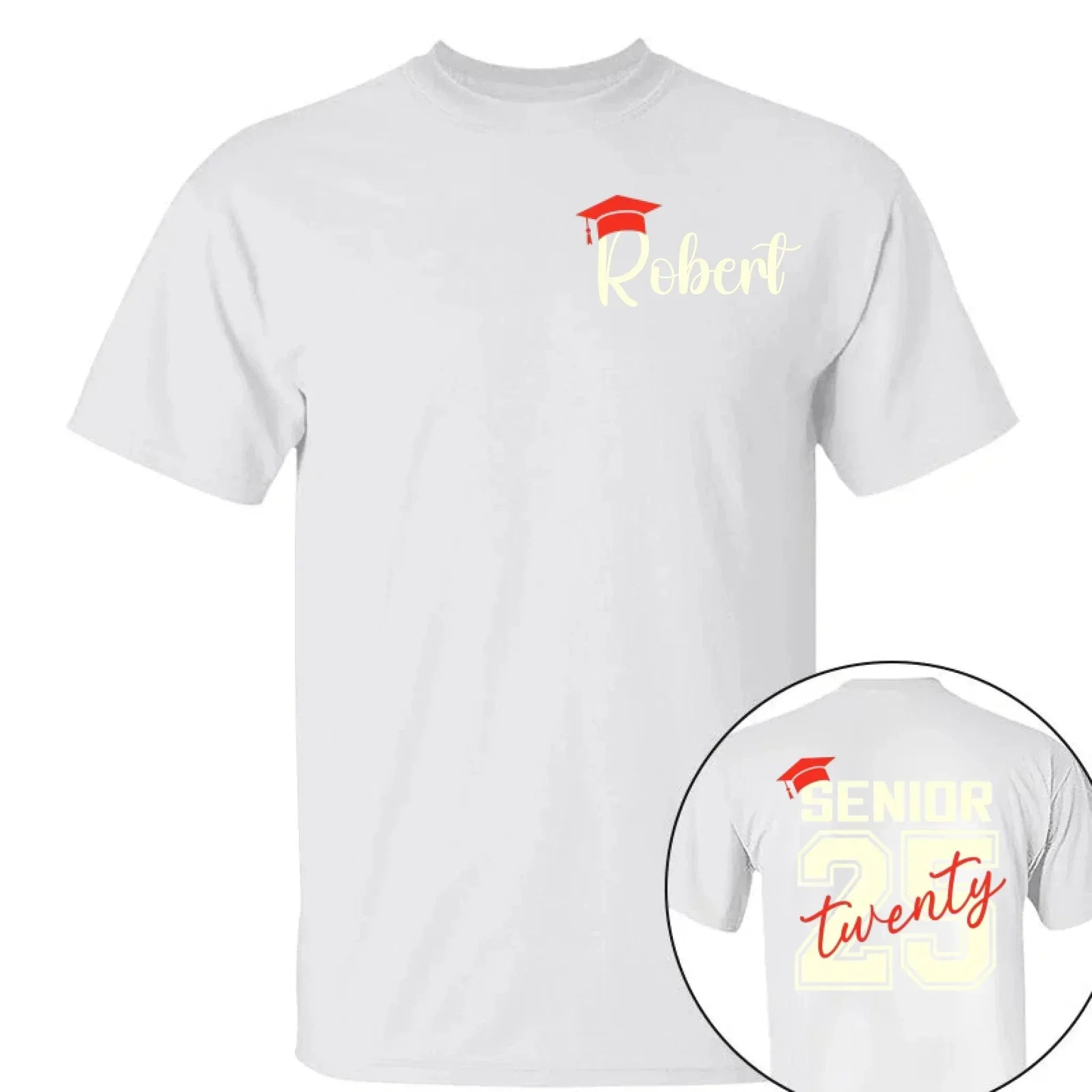 Customized Bachelor's Cap Pattern Graduation T-shirt - Personalized Name Pattern Graduation Cap Clothing for the Academic Year- Gifts for Family,Grandchildren,Graduate
