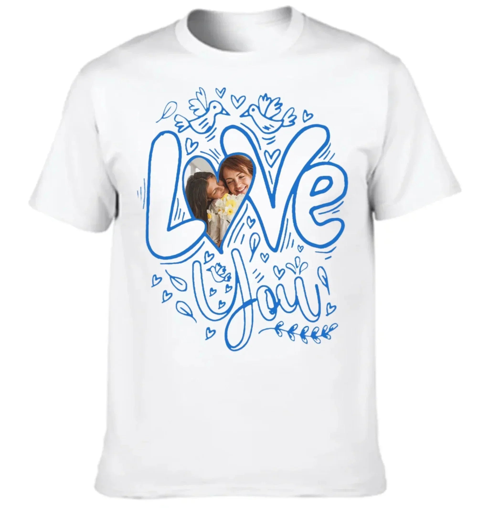 Customized T-shirt with the theme of "Love" - Customized Clothes Featuring Heart-shaped Photos - Gift for Couples,Boyfriend,Girfriend,Husband,Wife
