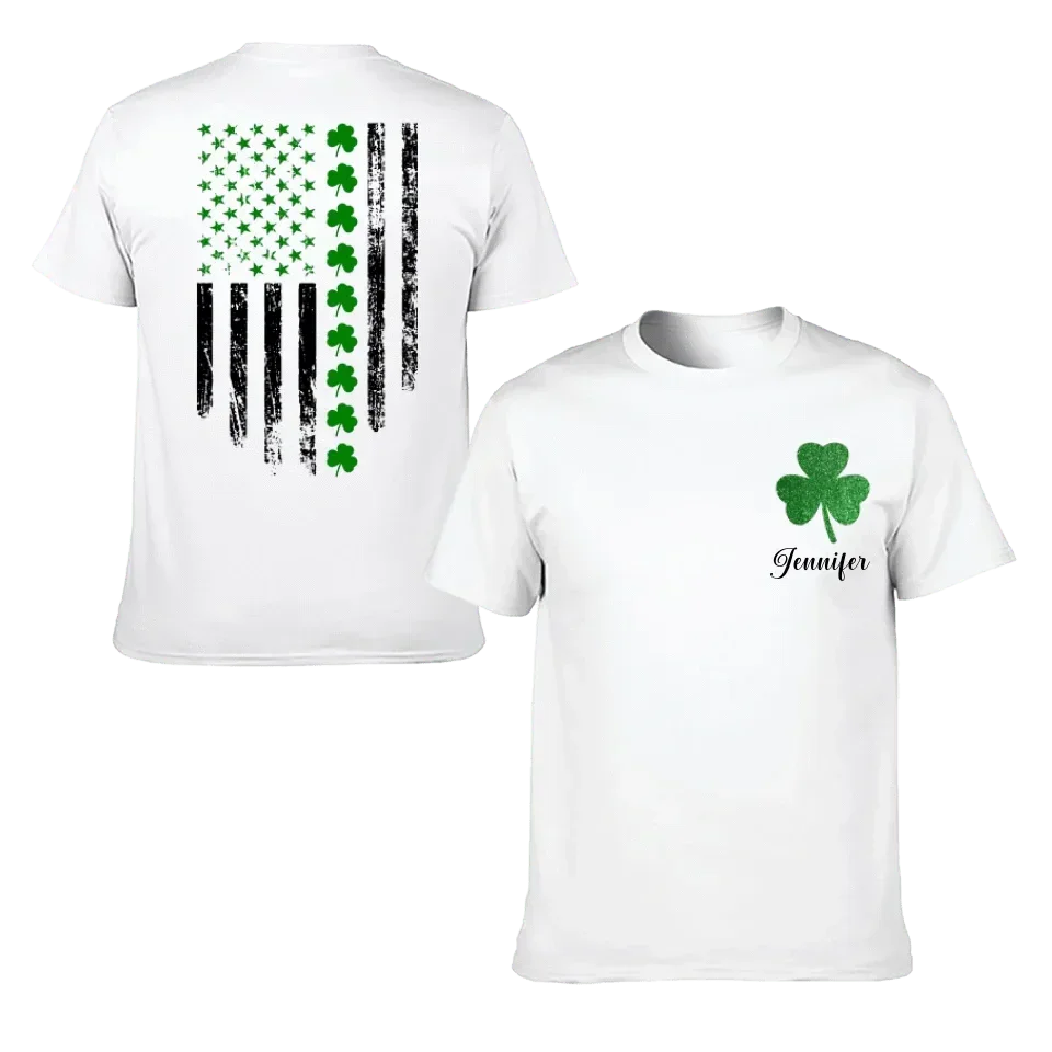 St. Patrick'S Day Flag Shamrock Personalized Name Custom Printed T-Shirt Sweatshirt - Gift For Family, Friends And Loved Ones - Joliny