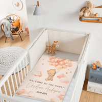 Teddy Bear Custom Colour Blanket - Personalised Name And Date Of Birth Blanket - A Gift For Child,Newborns,Baby - Joliny
