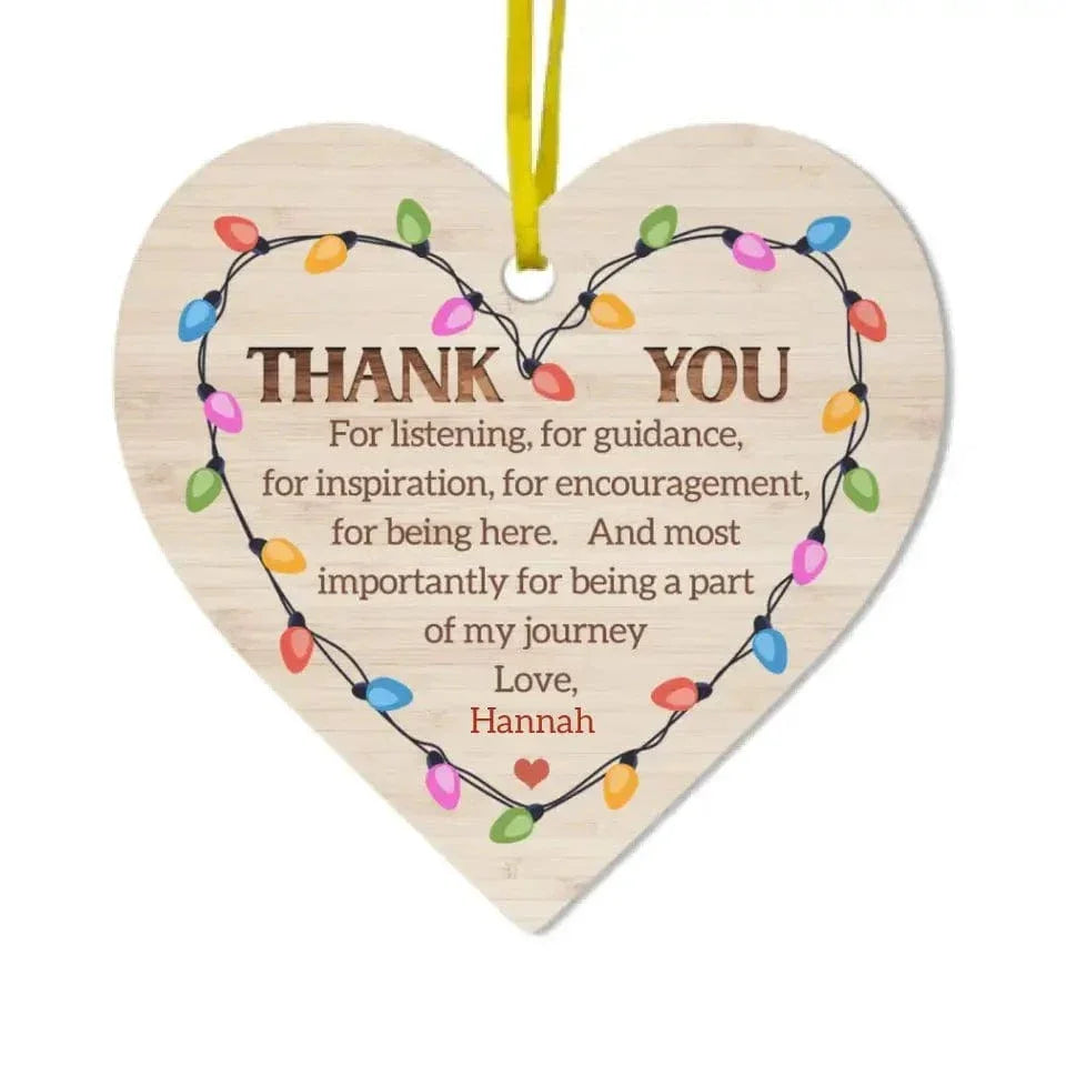 Thank You For Listening For Guidance For Inspiration - Christmas Gift For Family, Friends, Couples, Siblings - Personalized Heart Shape Acrylic Ornament