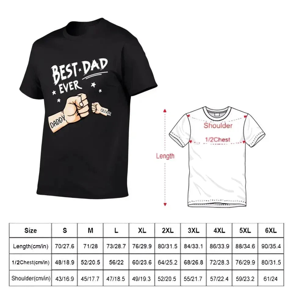 The Best Dad Ever - Family Personalized Custom Unisex T-shirt - Father's Day, Birthday Gift For Dad - Joliny