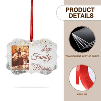 The Love Of A family Is Life's Greatest Blessing - Personalized Custom Benelux Shaped Photo Christmas Ornament - Joliny