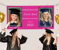 Then And Now Graduate Personalized Photo Banner, Party Supplies - Joliny