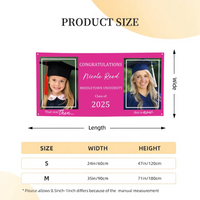 Then And Now Graduate Personalized Photo Banner, Party Supplies - Joliny