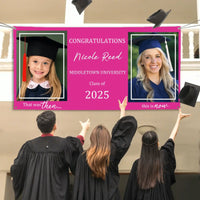 Then And Now Graduate Personalized Photo Banner, Party Supplies - Joliny