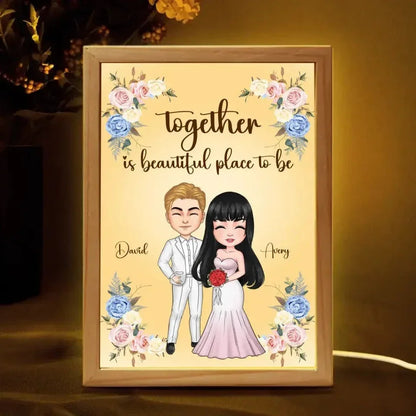 Together Is A Beautiful Place To Be - Personalized Custom Couple Frame Box - Joliny