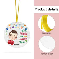 Too Cute For The Naughty List Granddaughter Grandson Circle Ornament - Joliny