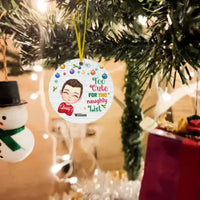 Too Cute For The Naughty List Granddaughter Grandson Circle Ornament - Joliny