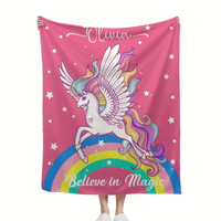Unicorn Gifts Blanket - Personalized Rainbow Stars Name Blanket - Joliny