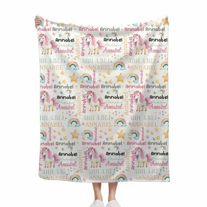 Joliny Customizer Unicorn Pattern Name Custom Blanket For Boys Girls Babies / 1 / 40 X 30 IN For Baby Unicorn Pattern Name Custom Blanket For Boys Girls Babies