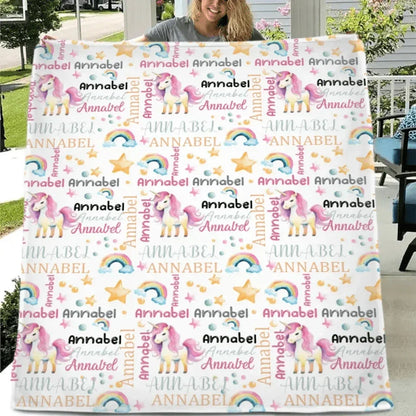 Joliny Customizer Unicorn Pattern Name Custom Blanket For Boys Girls Babies