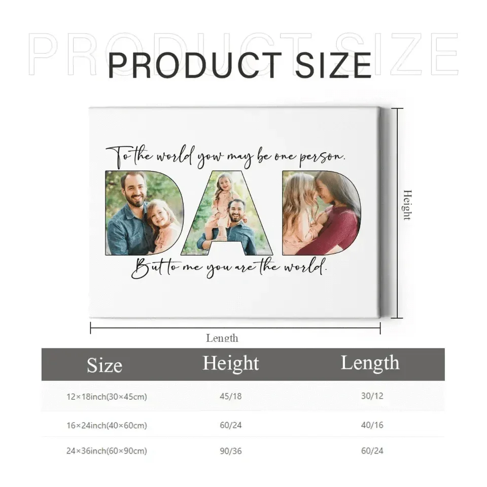 Upload Photo ，Happy Father's Day, Family Picture Canvas Wall Art - Joliny