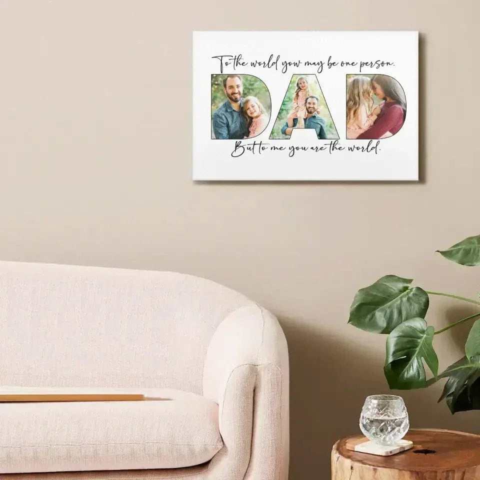 Upload Photo ，Happy Father's Day, Family Picture Canvas Wall Art - Joliny