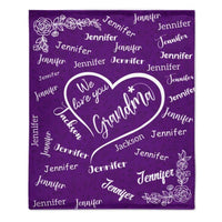 We Love You Mom Grandma - Personalized Name Custom Flannel Blanket - Gift for Grandma - Joliny