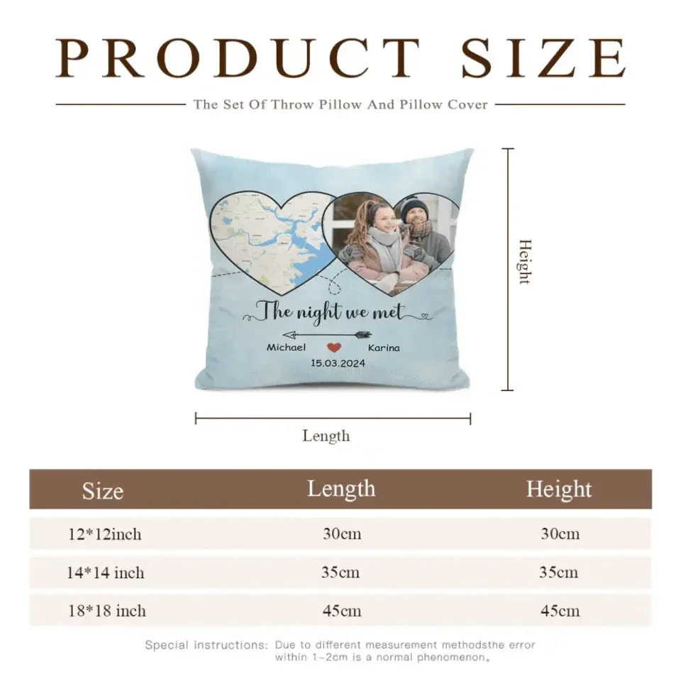 Where Our Story Began - Personalized Photo Upload Gift Custom Map Pillow - Joliny