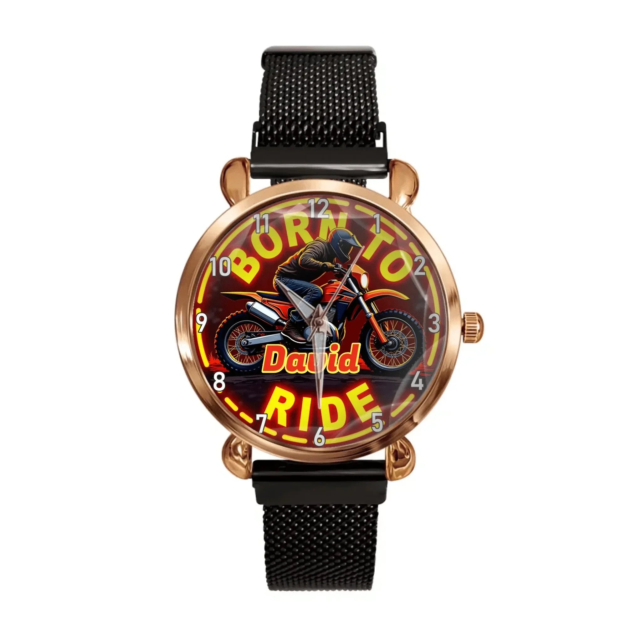 Customized Motorcycle Themed Watch – Retro Neon-style Watch with Customizable Name Feature - A Gift For Motorcycle Enthusiast,Friend,Brother