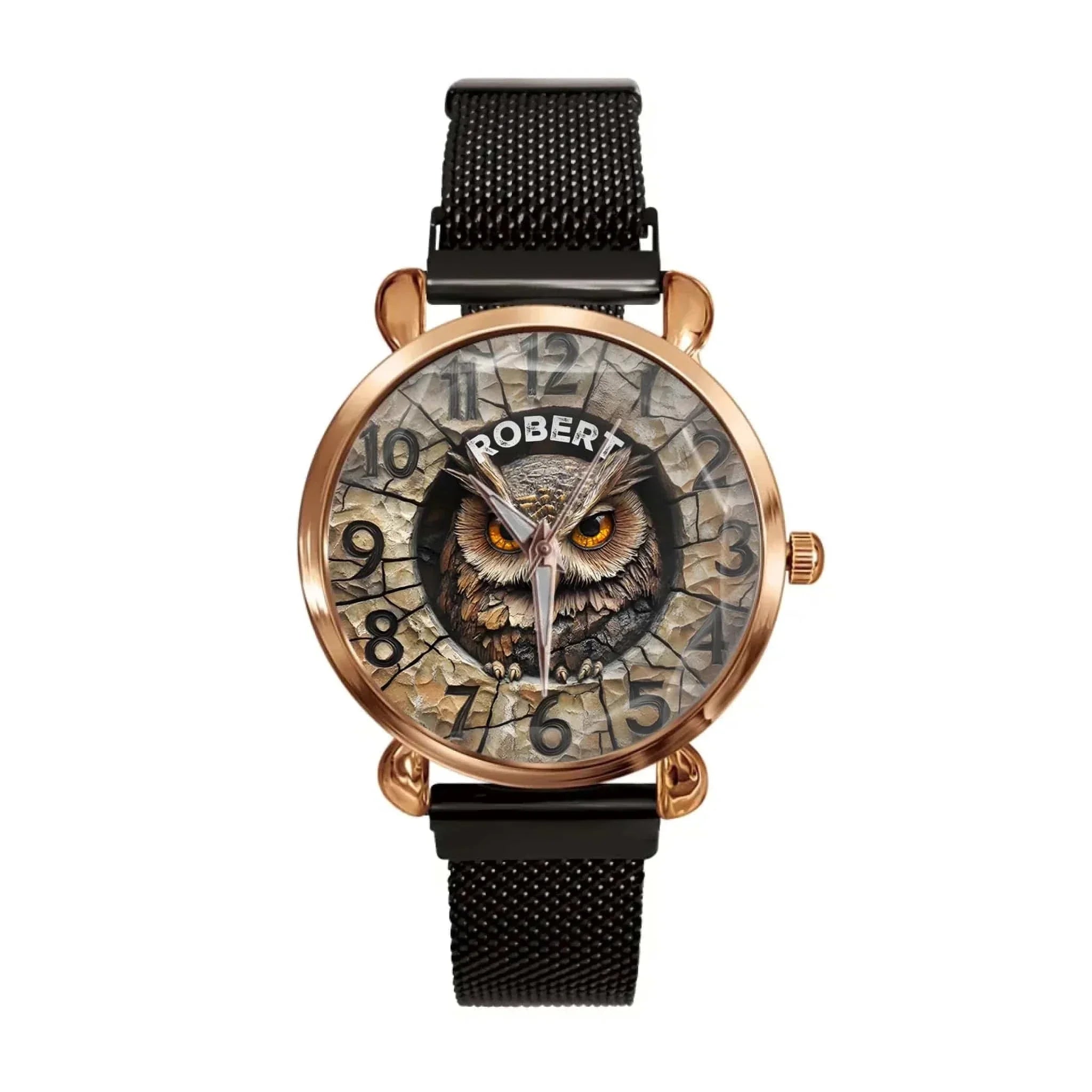 Customized Owl Design Watch – Personalized Name Fantasy Owl Dial - A Gift For Friend,BFF,Owl Lovers
