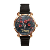 Customized Papaver Rhoeas Patterned Watch – Personalized Names - A Gift For Friend,BFF,Roommate - Joliny